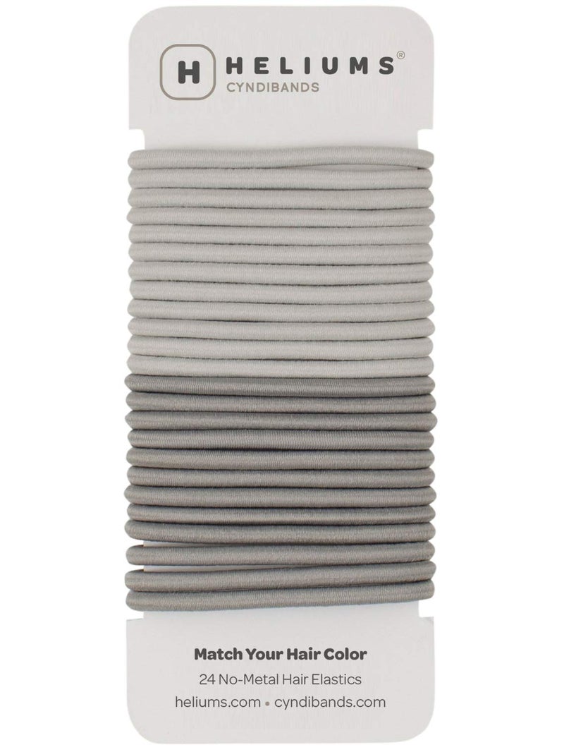 Cyndibands Hair Ties for Gray - 4mm Elastic Ponytail Holders - Match Your Hair Color Bands - 24 Count (Light Silver/Gray) - Image 1